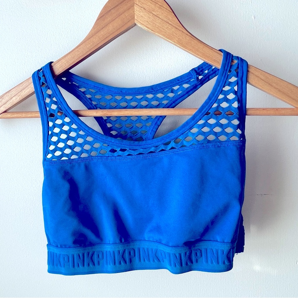 PINK blue sports bra with cute mesh